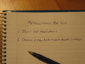 Picture of notepad with Resolutions for 2011 written on it